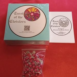 Tarot of the cloisters round Tarot cards and mini book rosary beads include New